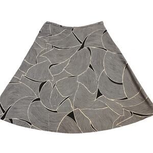 New York & Company Black White Cotton A-Line‎ Skirt Size 10 Abstract Print